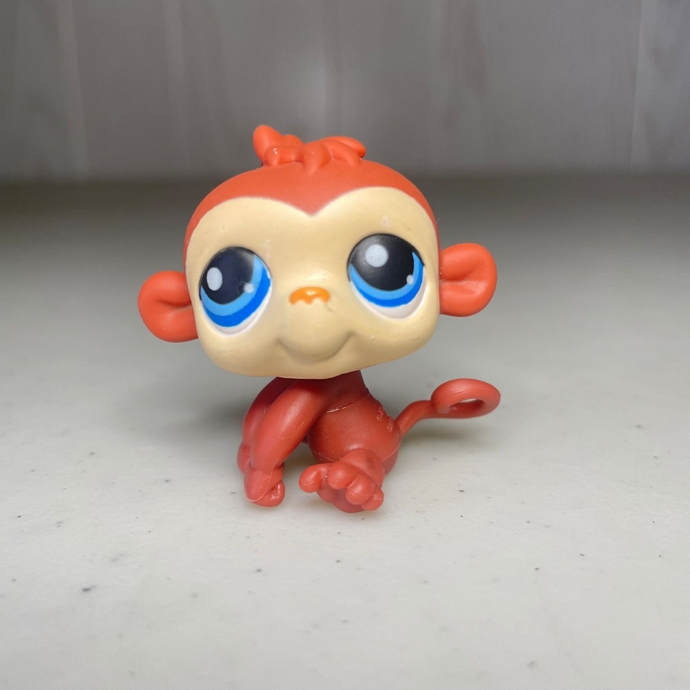 Littlest Pet Shop Authentic 351 Brown Red Cream Monkey Blue Eyes Hasbro LPS